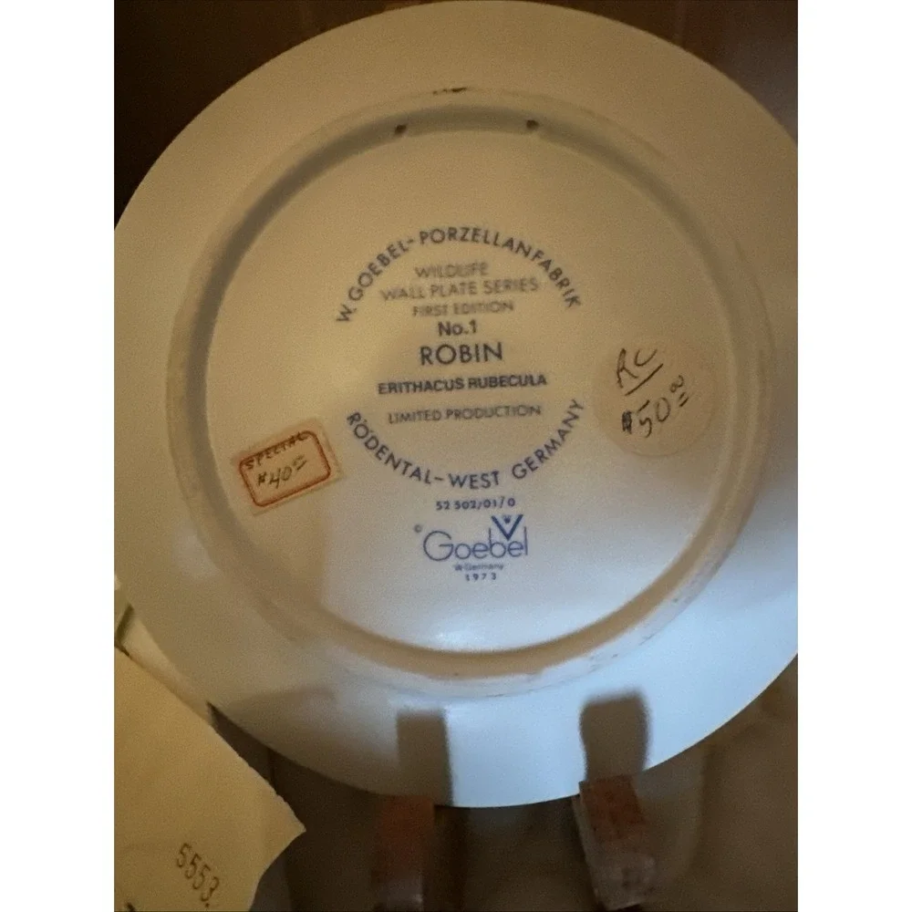 Goebel Wildlife Wall Plate Series Robin - Original‎ Box With Receipt